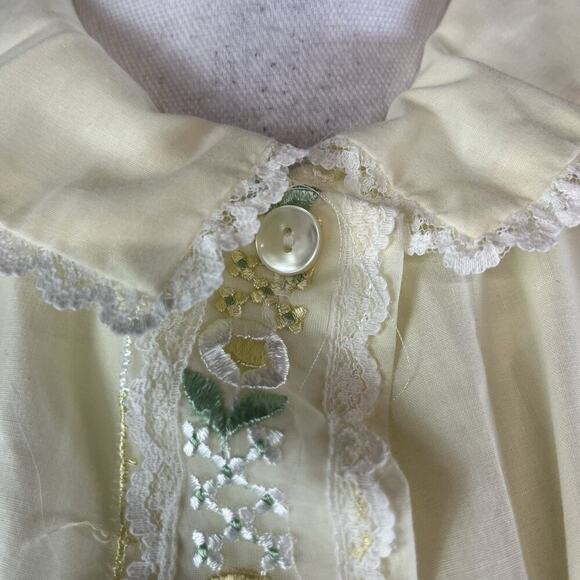 Vintage Katz 2pc Nightgown House Coat Robe Set sz Small Yellow Floral Embroidery - Picture 8 of 16